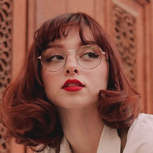 LNTICB® Lunettes Anti Lumière Bleue Homme et Femme Lunettes Gaming d'Ordinateur Lunettes pour Ecran Verres Transparent Ultra Légère Rétro Ronde Monture Métal Filtre UV400 Anti Fatigue Oculaire – vue 4