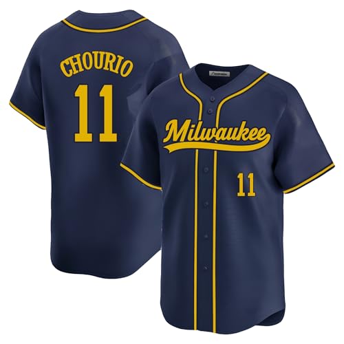 Custom Mens/Women/Youth Milwaukee Navy Jackson Chourio Baseball Stitched T-Shirt for Sports Fan