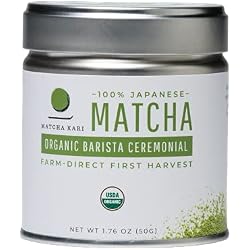 Dr. Weil Matcha Kari Organic Matcha Powder - Barista Grade - 50g | Japanese barista grade matcha green tea powder for cafe-style lattes, hot or iced, USDA organic, smooth & frothy, 50g
