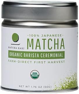 Dr. Weil Matcha Kari Organic Matcha Powder - Barista Grade - 50g | Japanese barista grade matcha green tea powder for cafe-style lattes, hot or iced, USDA organic, smooth & frothy, 50g