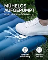 NORDMUT® Isomatte Schnellaufblasend mit integrierter Fußpumpe 10 cm - Isomatte Camping mit kleinem Packmaß - Outdoor Matratze für müheloses aufpumpen - Camping Matratze Ultra komfortabel – Ansicht 5