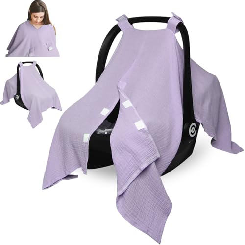 Image of Infant Carseat Insert, 2-in-1 Reversible Baby Car Seat Cushion for Newborn Toddler Head & Body Support Car Seat Pad for Carseats, Strollers, Swings, Bouncers(Purple)