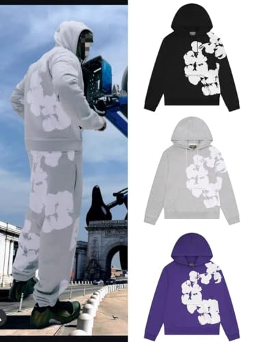 Gothic foam printed loose hoodie Y2K jogging pants hip-hop set street retro sweatshirt sweatpants two-piece set4