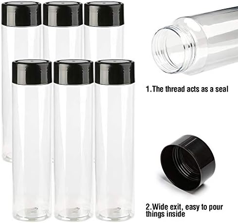 12Pcs 350ML(12OZ) Plastic Juice Bottles Drink Transparent Bottles for DIY Juice Water Milk Storing HomemadeBlack &White Lids