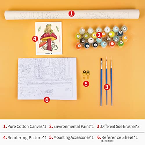 Tumovo Paint By Numbers For Kids Ages 8-12 Mushrooms And Frogs Kids Paint By Number Adults' Paint-By-Number Kits Oil Painting For Adults Kids Paint By Number Diy Kits For Adults, 16X20 Inch #TOP2
