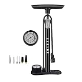 CLOLOP Pompe à vélo sur pieds avec manomètre, Pompes à vélo avec valve Presta et Schrader, Pompe à air multifonctionnelle pour vélo de course, VTT, Pompe à air pour ballons de sport