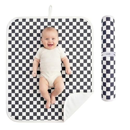 solTourne Absorbent Baby Changing Pad, 30" x 24", Black & White Checkered