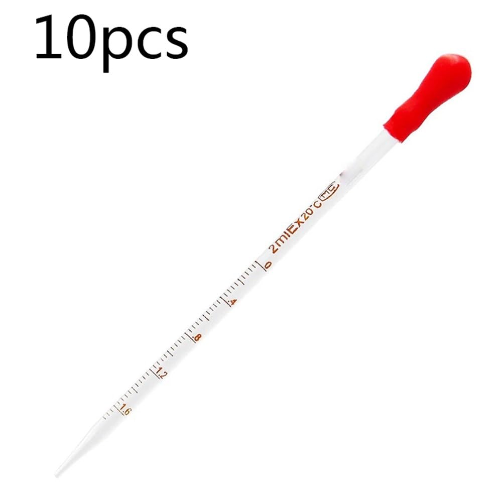 Goteador de pipeta de vidrio, Pipeta cuentagotas de vidrio con cabeza goma, rojo, azul, 0,5-10ml, 10 Uds. Con línea escala(1ml)