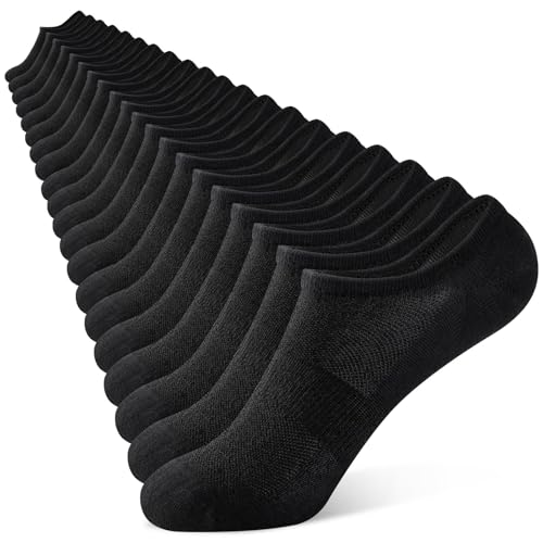 SukModen No Show Socks Womens 10 Pairs - Thin Low Cut Socks for Women, Cotton Non Slip Ankle Short Casual Sock, Invisible Liner, Classic Black 5-9