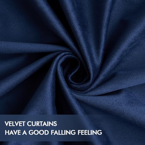 MIULEE Velvet Curtains Navy Blue Elegant Eyelet Curtains Thermal Insulated Soundproof Room Darkening Curtains/Drapes for Classical Living Room Bedroom Decor 55 x 88 Inch Set of 2