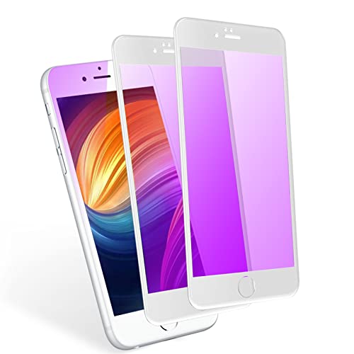 【ブルーライトカット】 iPhone8プラス ガラスフィルム 全面 iphone7Plus フィルム ブルーライト アイフォン8plus 保護フィルム iphone7プラス フィルム あいふぉん8Plus / 7Plus ガラス 【5.5インチ/2枚セット/ホワイト】