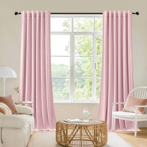 Baby Pink Velvet Curtains 84 Inches Long for Girls Bedroom, Luxury Room Darkening Thermal Insulated Blackout Curtain Window Drapes for Living Room Nursery, Back Tab Rod Pocket, W52 x L84, 2 Panels by AUSSPVOCT - Image 4