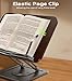 Book Stand for Reading, Adjustable Book Holder with 360°Rotating Bases, Ergonomic Cookbook Stand Recipe Book Holder with Elastic Page Clips for Magazines, Tablets, Laptops