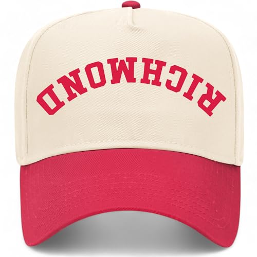Richmond Upside Down Reversed Vintage Trucker Hat | Premium Adjustable Snapback Baseball Hat for Men & Women (US Alpha One Size Red/Natural)