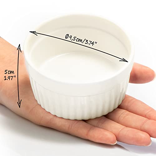 com-four® 6x Stampi per Soufflé - Ciotole in Ceramica per Creme Brulè - Stampi a Prova di Forno per Dolci e Pasticceria, Ragù - 200 ml - Bianco - immagine 6