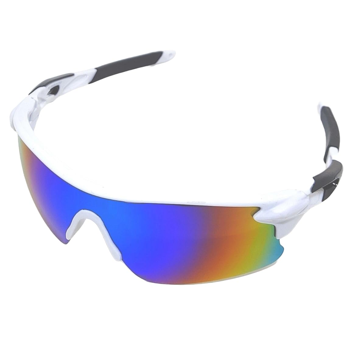 Sports Sunglasses White Frame UV400 protected for men women kids IPL Cricket Cycling | Gradient mirror lenses (Free size)-image-36
