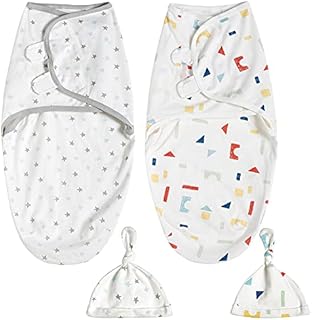 HINATAA 2 Pack Baby Swaddle Wrap Newborn Babies Swaddling Sack, 0-3 Months 100% Soft Breathable Cotton Swaddles Unisex (Star)