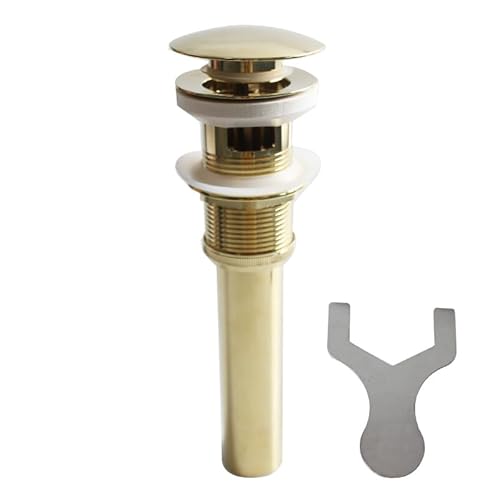 Bathroom Sink Drain with Overflow,Brass Zirconium Gold Finished Drain Stopper,Vessel Sink Pop-Up Drain,1 1/2'' Drain Opening Anti-Clogging Drain Strainer,Attached with Installation Tool,XJ419C009