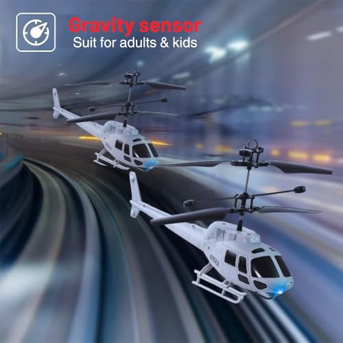 Image of Gravity Sensor Trigger Remote Helicopter Toy for Boys with Safety Sensor, Indoor Palm Sensing, Rechargeable with LED Lights I Pack of 1 (Millitary Gun Trigger)