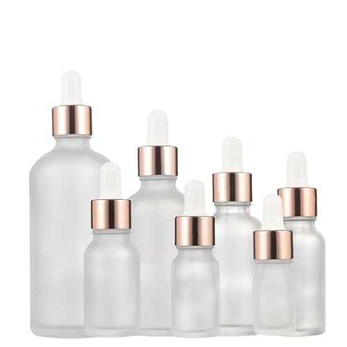 TRRYUIP Mini Pipette Dropper Bottle Frost Glass Dropper Bottle Rose Gold Ring Empty Cosmetic Packaging Container Vials Essential Oil Bottles(12 pieces,10mL)