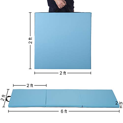 Meet Perfect 2’X6’X 2’ Tri-Fold Tumbling Mat Folding Extra Thick Gymnastics Mat Waterproof Non-Slip Gym Mat Exercise Training With Carrying Handles Home Use Yoga Pilates Aerobics Mma Martial Arts #TOP1