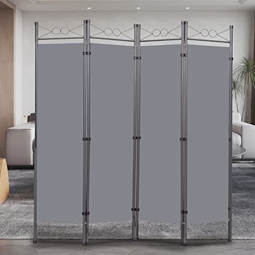 Room Divider 4 Panel Tall Room Dividers And Folding Privacy Screens, 6 Ft Indoor Divider Room Fabric Panel W/Matel Frame, Freestanding Wall Divider Screen, Partition Room Dividers For Office, Dorm #TOP20