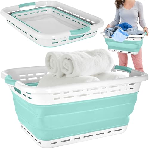 Listado de Cestos para Ropa Sucia de Plastico del mes. 46 KIONTS Canasta Plegable para Ropa Sucia Multiusos,Cesta Plegable de Almacenamiento para la Colada, Cesta de Plástico con Asas, Canastos de Lavandería, Portátil y Ahorro de...