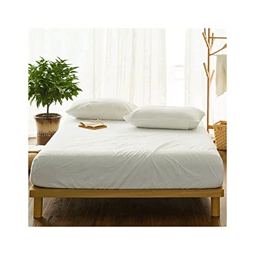 TEVTEV Fitted Bed Sheets 100% Washed Cotton Fitted Sheet Small