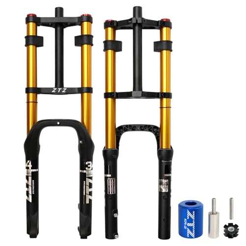 Exceedhub 20 Inch 4.0 Fat Tire Bike Air Suspension Fork - 180mm Travel, 135mm Hub Spacing, Straight Tube MTB Manual Lockout QR 9mm, Double Shoulder Bicycle Front Forks for Fat Snow Beach E-Bike by Exceedhub - Used condition - US$138.18