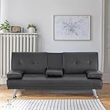 Naomi Home Futon Sofa Bed with Armrest Black