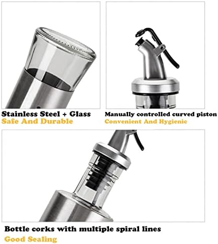 Olive Oil Dispenser Bottle Set, Stainless Steel Transparent Glass Oil Bottle with Funnel, Stainless Steel Oil Dispenser Bottle ,Elegant and Modern DesignIdeal for Oil, Soy Sauce, Vinegar SyruP300ml