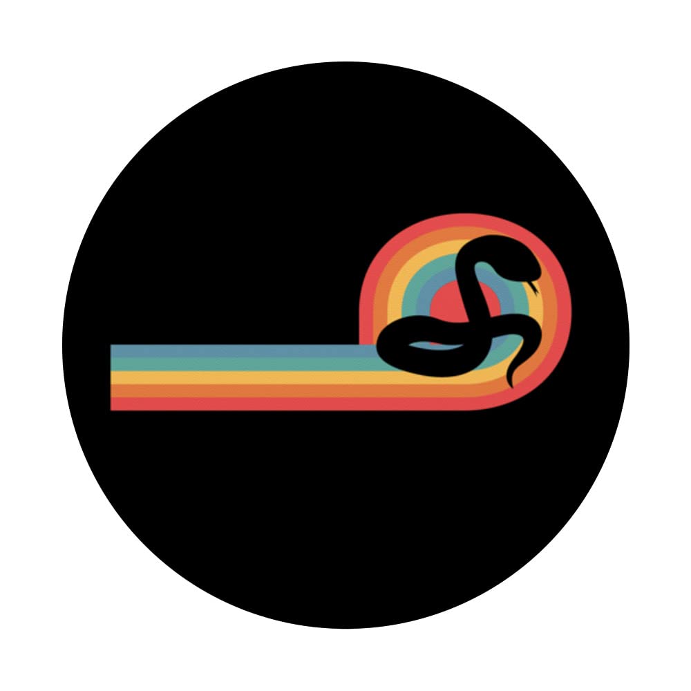 Snake - Sunset Retro Slither Serpent Cobra Herpetologist PopSockets Swappable PopGrip, Black - Image 3