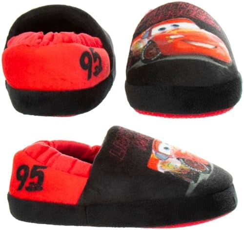 Disney Boys' Pixar Cars Slippers - Plush Lightning McQueen Slippers (Toddler/Boy), Size 11-12 Little Kid, Red And Black | Image 4