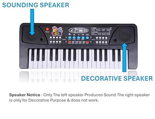 Image of Kids Piano Keyboard with Mic | 37 Keys, 8 Rhythms, 8 Tones & 6 Demo Songs | Electronic Musical Toy for Boys & Girls Age 2-5 | Educational & Recording Keyboard for Beginners - Black
