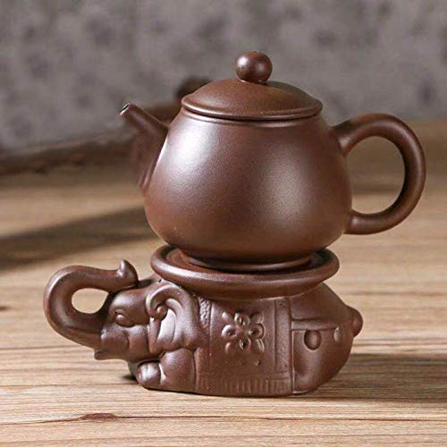 Handmade Teapot Pad, Chinese Yixing Elephant Teapot Holder, Zisha Kung Fu Ceramic Purple Sand Tea Pet, Tea Tray Decor Tea Set (Purple) #TOP4