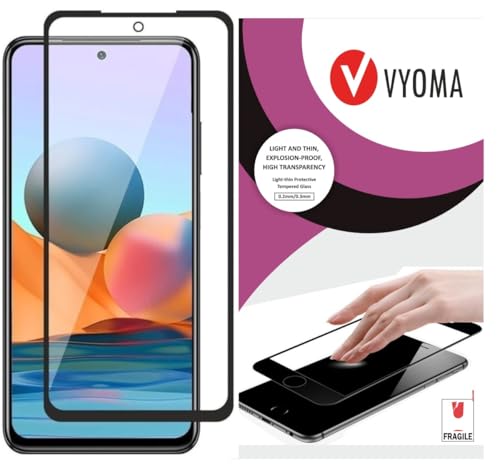 Image of VYOMA Military-Grade Gorilla Tempered Glass for Redmi Note 10 / 10S (Black) | Edge to Edge Full Screen Coverage | Scratch Resistant | With Easy Installation Kit | Screen Protector for Smartphone | Bubble-Free | Ultra Clear HD Glass | Oleophobic Coating | High Clarity | 9H Hardness | Scratch Resistant | ShatterProof | ScreenGuard | Pack of 1