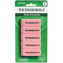 Ticonderoga Wedge Erasers, Pink, 5/Pack