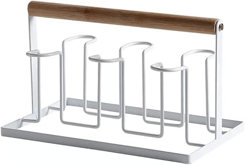 AKDC Metal Cup Holder Rack, Durable, 6 Slots, Compact, 30 x 15 x 15 cm WHITE