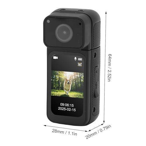 Elprico 2.7K Mini,32GB Wearable Action Body Cam with 180° Rotating Lens,170° Wide Angle,Audio and Video Recording,Portable Compact Camera for Security, Work,Guard,Travel (Black)