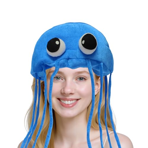 PerFest Jellyfish Costume Hat. Handmade Jellyfish Costume Party Hat Headwear. Comfortable Fit for Most Adults & Teenagers. (Blue)