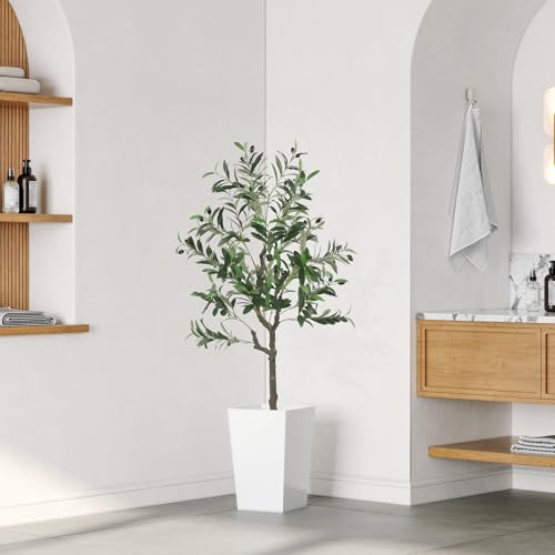 YOLEO Olivenbaum Künstlich 120cm kunstpflanze Künstliche Pflanzen groß Künstlicher Olivenbaum Kunstbaum wie echt für Wohnzimmer Schlafzimmer Büro Deko (Typ 2)