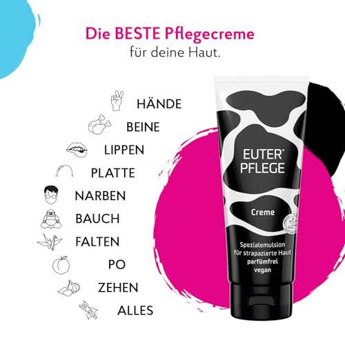 EUTERPFLEGE Care + Repair Creme, 200ml, intensive Pflege für trockene Haut, Feuchtigkeitscreme für Hand und Körper, parfümfrei, Allergiker geeignet – Bild 4