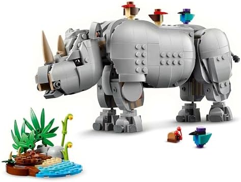 LEGO Creator 3'ü 1 Arada Muhteşem Gergedan ile Kuşlar 31171 – 9 Yaş ve Üzeri Çocuklar için Gergedan, Su Aygırı veya Mors Yapımıyla Yaratıcılığı Teşvik Eden, Hayvan Oyuncak Seti, Hediye (780 Parça) - Görsel 2