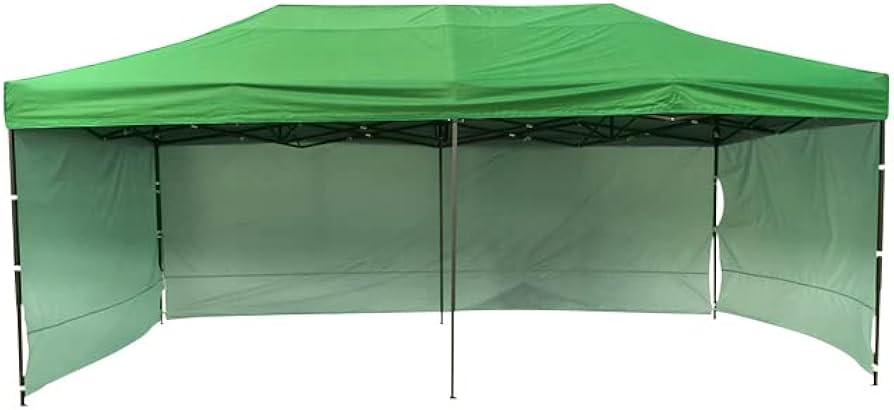 タープテント 3×6m 3面幕付き  防水UVカット 収納ケース付 高さ調節 緑 タープテント 3×6m 3面幕付き 防水UVカット 収納ケース付 高さ
