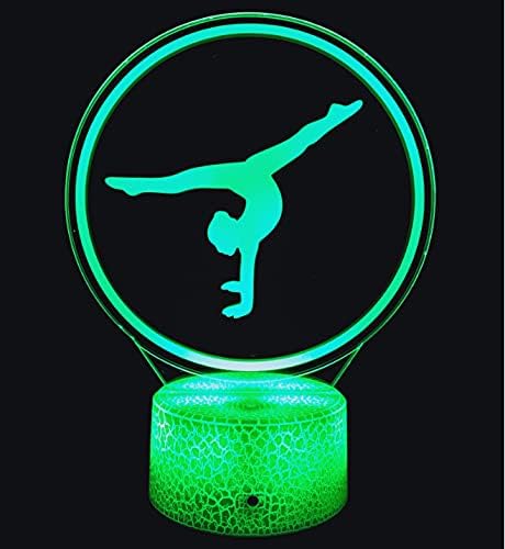 3D Gymnastics Night Light 16 Colors Changing Remote Control USB Power Touch Switch Decor Lamp Optical Illusion Lamp LED Table Desk Lamp Children Kids Christmas Brithday Gift
