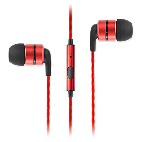 BONUS Pack! SoundMAGIC E80S RED Reference Series Flagship Noise Isolating In-Ear Headphones with Microphone and Remote for All Smartphones (Apple, Android, Windows, Samsung, HTC, etc) + Extra eartips