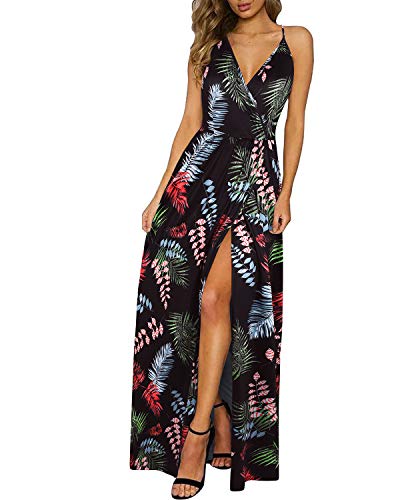Image of II ININ Women's 2024 Summer Beach Wedding Guest Dresses V Neck Spaghetti Strap Hawaiian Vacation Long Maxi Dress