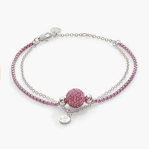 Alex and Ani Barbie Movie, Disco Double Layer Adjustable Bracelet, Shiny Silver Finish, Pink, 6 to 8.5 in2