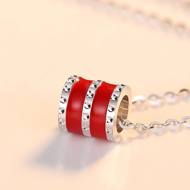 Collier en argent S925 femme avec pendentif en filet de perles colorées