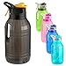 Skyocean 2.2L Bouteille d'eau de sport avec pulvérisateur de brume, contrôle verrouillage, Grande capacité, Retourner le couvercle, Large La bouche Avec d'une paille amovible, Poignée robuste (Noir)